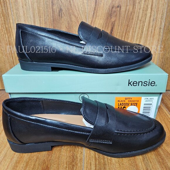 KENSIE Women's Gitty Loafer Slip-on Shoes, Black - Picture 2 of 4